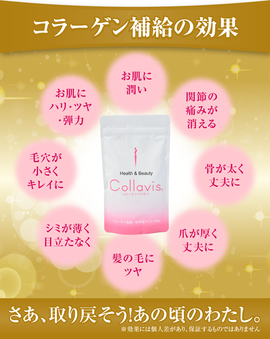 さあ、取り戻そう！あの頃のわたし。※効果には個人差があり、保証するものではありません
